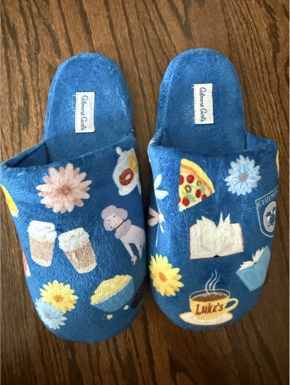 Hallmark Gilmore Girls Slippers Womens 11.5 Blue Luke’s Diner No Sound
